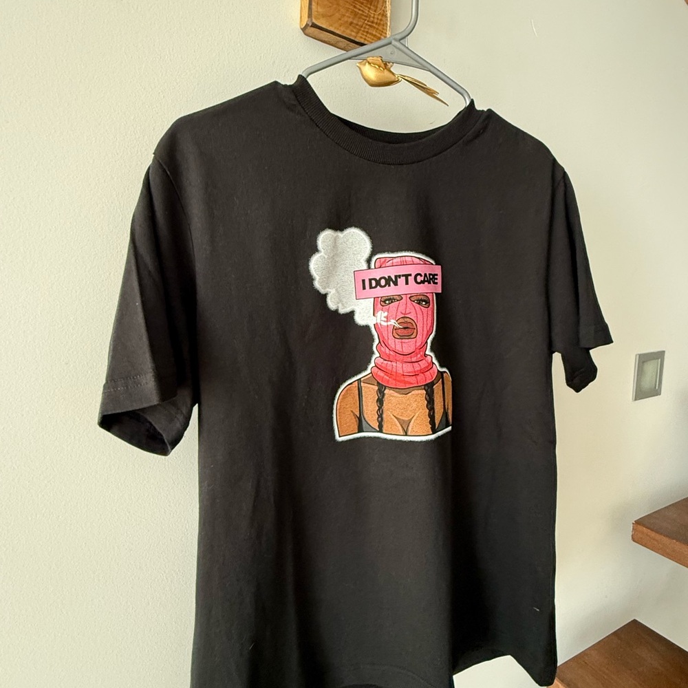 Black T-Shirt with Pink Graphic